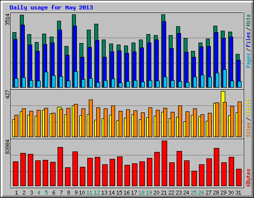 Daily usage for May 2013