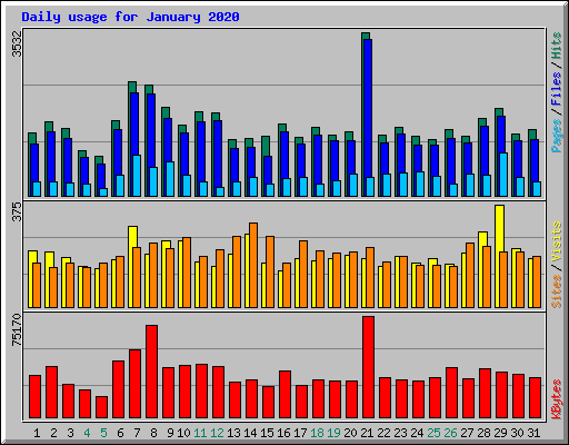 Daily usage for January 2020