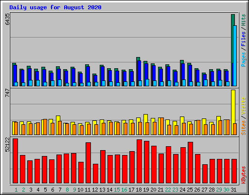 Daily usage for August 2020