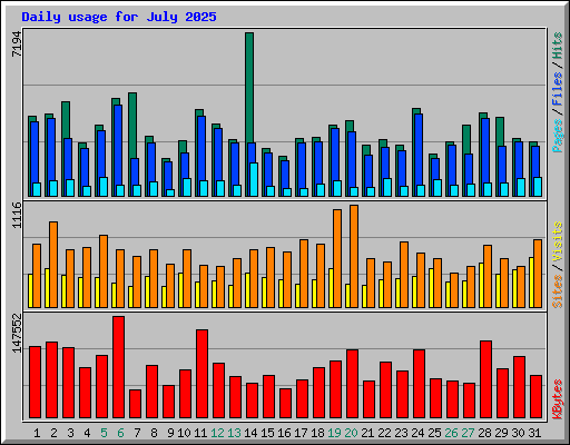 Daily usage for July 2025