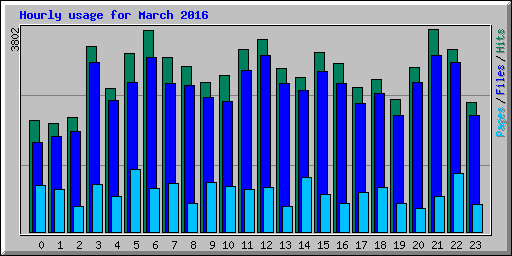Hourly usage for March 2016